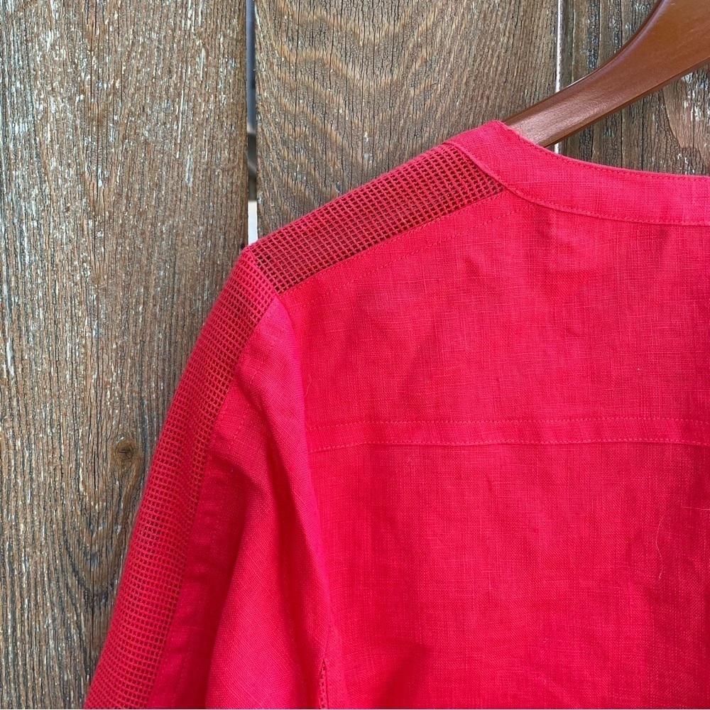 MULTIPLES Women’s Red Linen Open Front Lightweight Jacket Blazer Size Small - Picture 12 of 12